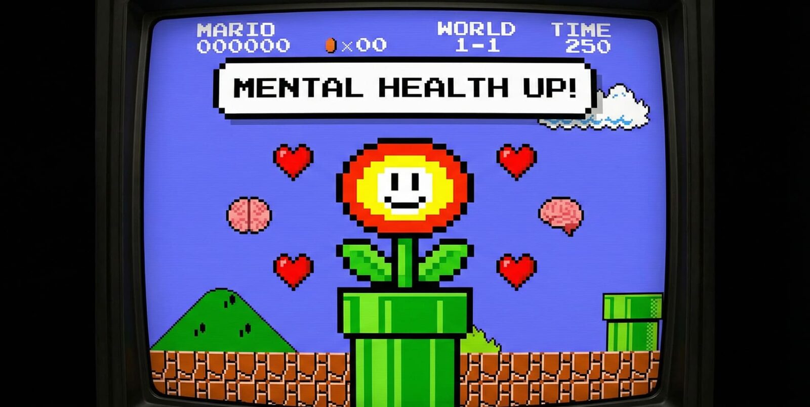 Tuve algo de suerte Salud Mental - Imagen de la flor de la suerte del videojuego Super Mario Bros.
